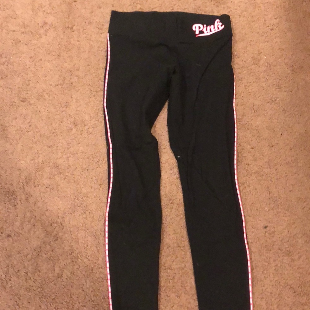 Pink leggings pink strip on side size small